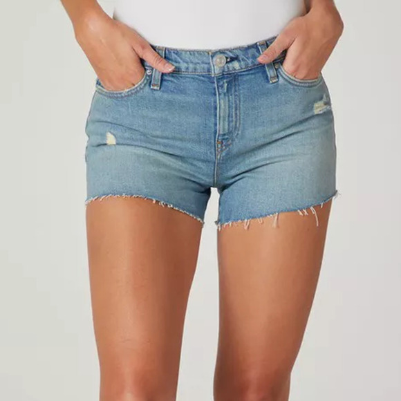 Hudson Gemma Shorts Mid Rise Cut Off Raw Hem Jean Denim Worn Lullaby NWT Size 27 - Picture 1 of 8